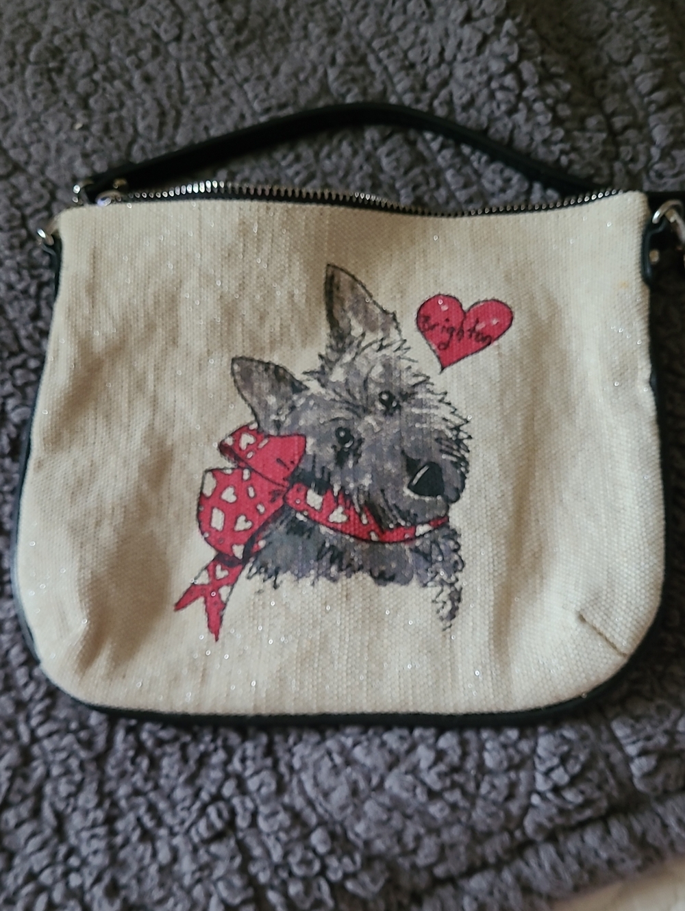 Brighton Cream Canvas Dog Wristlet with Red Accents